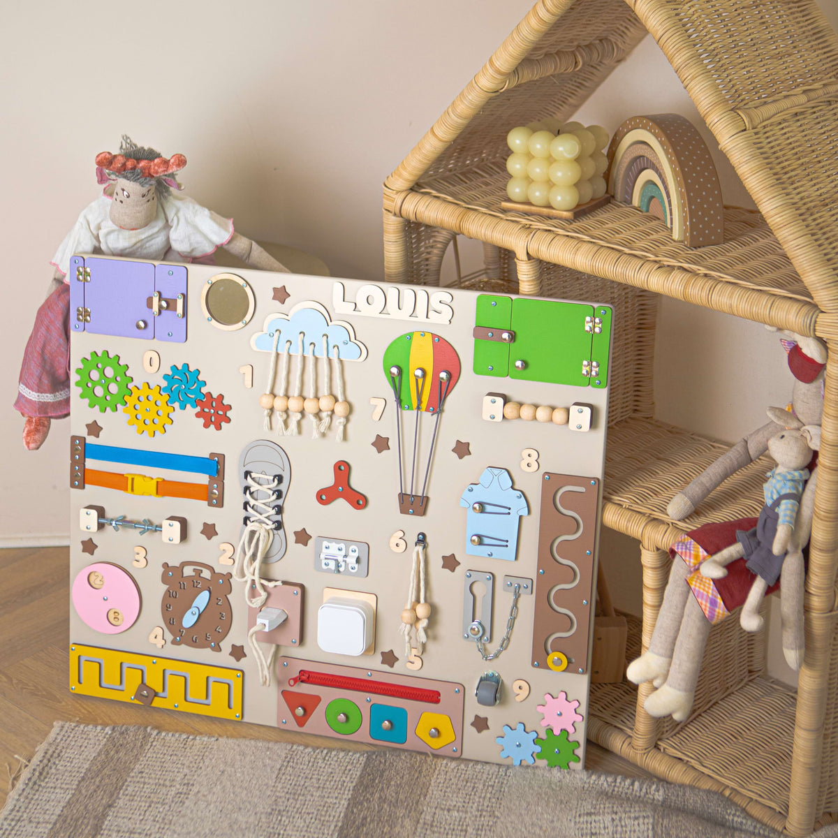 Wooden Sensory Busy Board 70x60 cm – Scalable Montessori Game for Young Children