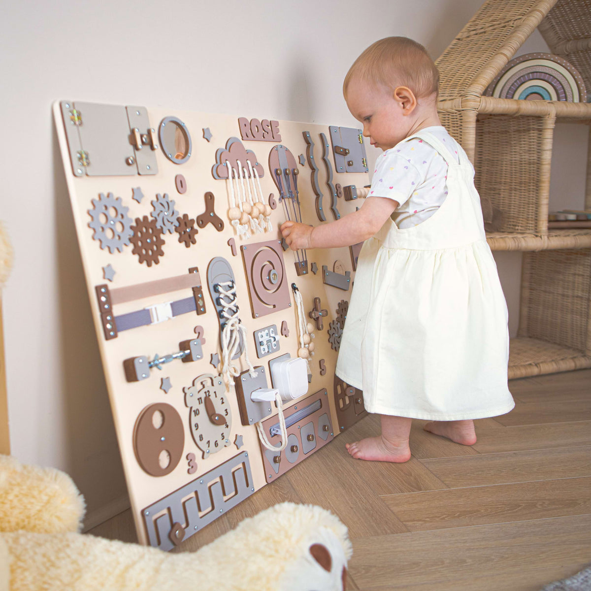 Wooden Montessori Busy Board 90x60 cm for children aged 1 and up