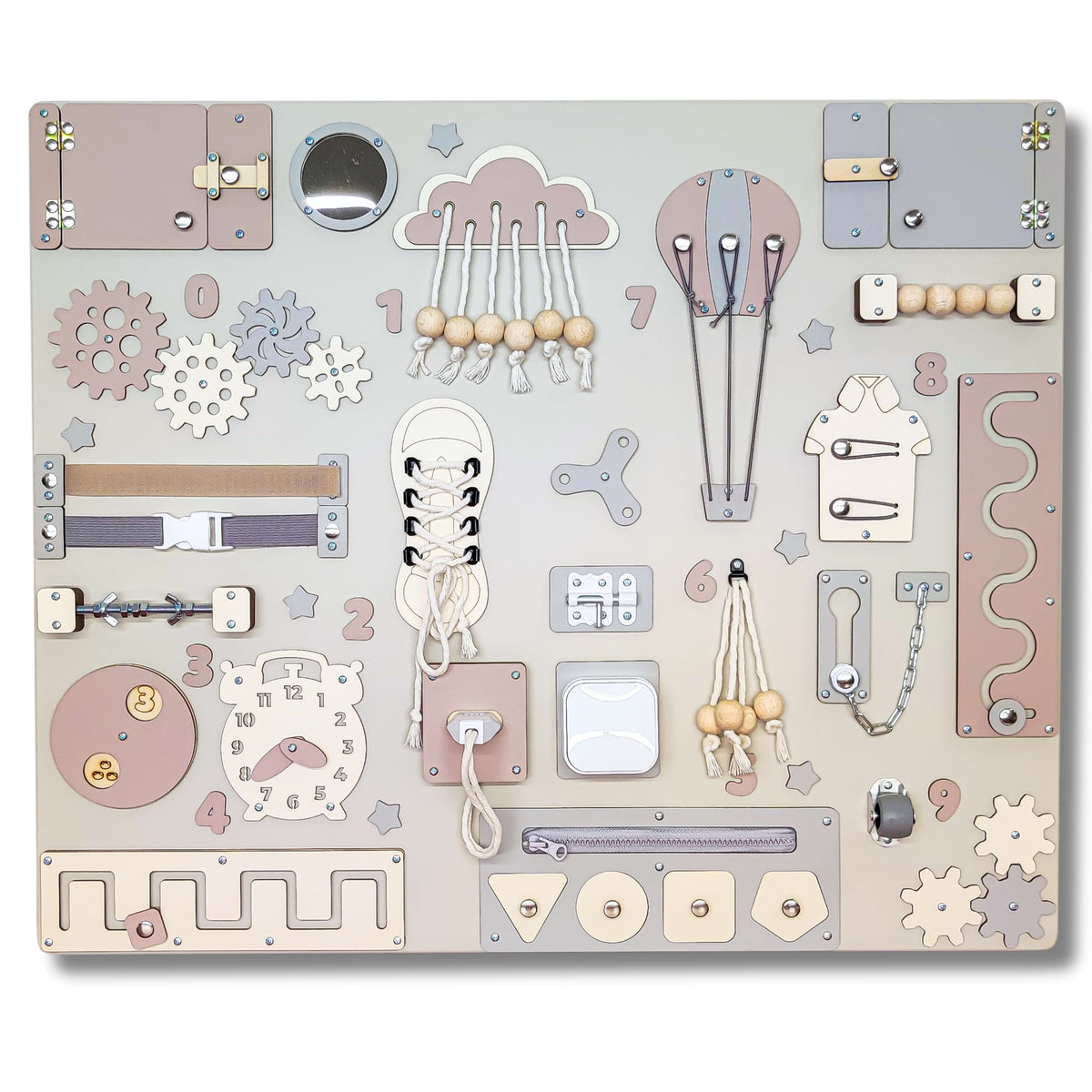 Wooden Sensory Busy Board 70x60 cm – Scalable Montessori Game for Young Children