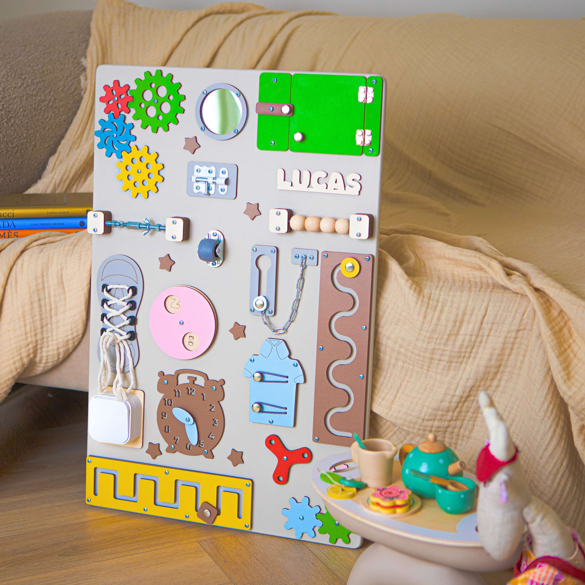 Busy Board Montessori Compact 40x60 cm – Educational Sensory Board for Baby